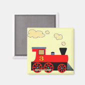 "Red Train No. 3" Kühlschrankmagnet SQUARE (Vorderseite/Rückseite)