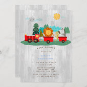 Red Train Wilderness Boy Baby Shower Einladung (Vorne/Hinten)
