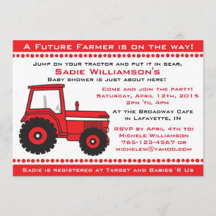 Red Traktor Baby Dusche Einladung