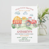 Red Traktor in jedem Alter, Geburtstag Einladung (Stehend Vorderseite)