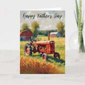 Red Traktor Vintag Rustikale Farm Happy Vatertag Karte (Vorderseite)