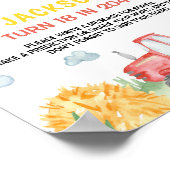 Red Trator Farm Birthday Time Kapselzeichen Poster (Ecke)