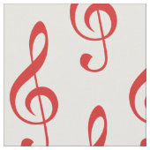 Red Treble Clef Muster Fabric Stoff (Nahaufnahme)