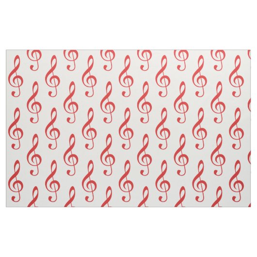 Red Treble Clef Muster Fabric Stoff (Fat Quarter (45,7 x 55,9 cm))