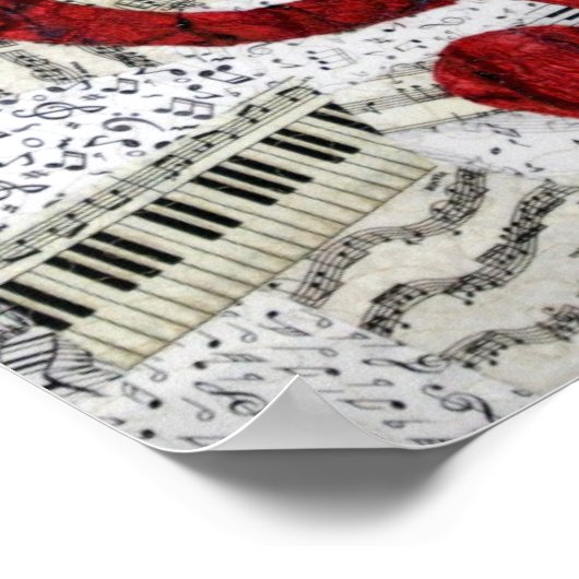 Red Treble Clef Poster (Ecke)