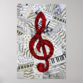 Red Treble Clef Poster (Vorne)