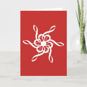 Red Treble Clef Snowflake Musical Blank Karte