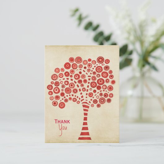 Red Tree Dankeschön an die Dankeschön-Karte Postkarte (Stehend Vorderseite)