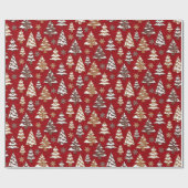 Red Tree Gingerbread Cookies Weihnachten Geschenkpapier (Flach)