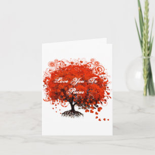 Red Tree Heart & Wirbel Liebe Card Feiertagskarte