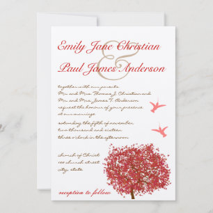 Red Tree Humming Bird Hochzeitseinladung Einladung
