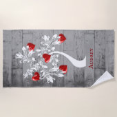Red Tree of Hearts Personalisiert Beach Handtuch (Vorderseite)