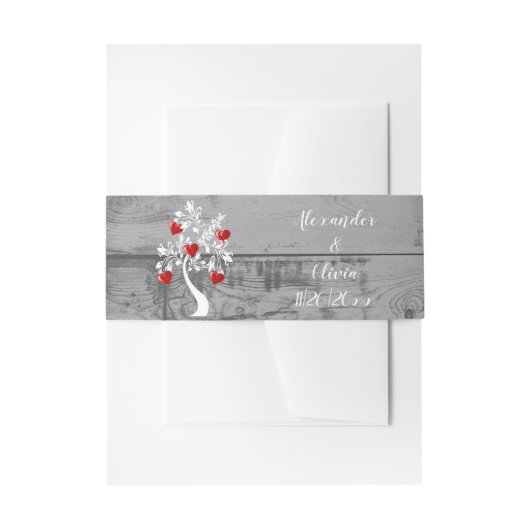 Red Tree of Hearts Wedding Invite Bly Band (Vorderseite Beispiel)