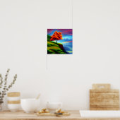 Red Tree on a Cliff at Sunset Poster (Küche)