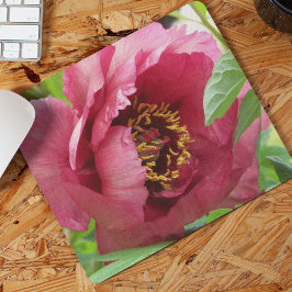 Red Tree Peony Bloom Floral Mousepad