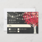 Red Tree & String Lights Herbsthochzeit RSVP (Vorderseite)