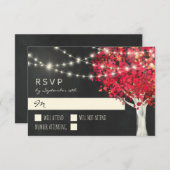 Red Tree & String Lights Herbsthochzeit RSVP (Vorne/Hinten)