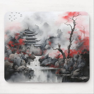 Red Tree und Asiatisches Haus Mousepad