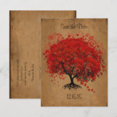 Red Tree Wedding speichern das Datum Ankündigungspostkarte (Vorne/Hinten)