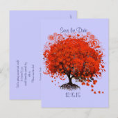Red Tree Wedding speichern das Datum Ankündigungspostkarte (Vorne/Hinten)