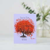 Red Tree Wedding speichern das Datum Ankündigungspostkarte (Stehend Vorderseite)