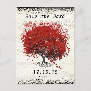 Red Tree Wedding speichern das Datum Ankündigungspostkarte