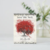 Red Tree Wedding speichern das Datum Ankündigungspostkarte (Stehend Vorderseite)