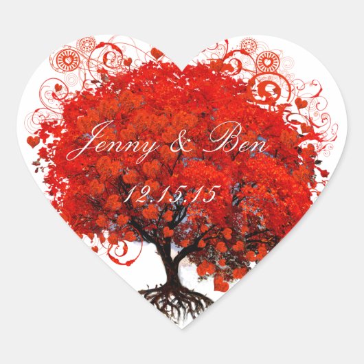 Red Tree Wedding Sticker (Vorderseite)