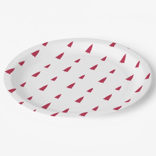 Red Trees Simple Modern Christmas  Pappteller (Schrägansicht)