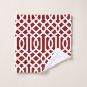 Red Trellis Branch Monogram Badhandtuch Set (Waschlappen)