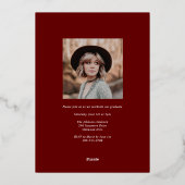 Red Trendy Serif Abschluss mit mehreren Fotos Folieneinladung (Rückseite)