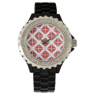 Red Trendy Triangle Pattern Armbanduhr