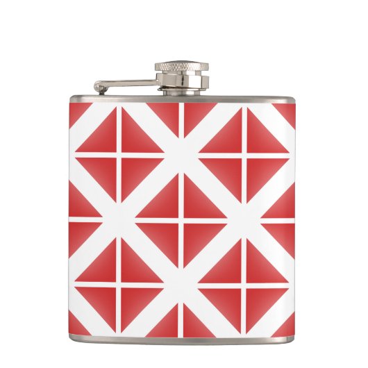 Red Trendy Triangle Pattern Flachmann (Vorderseite)