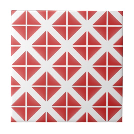 Red Trendy Triangle Pattern Fliese (Vorderseite)