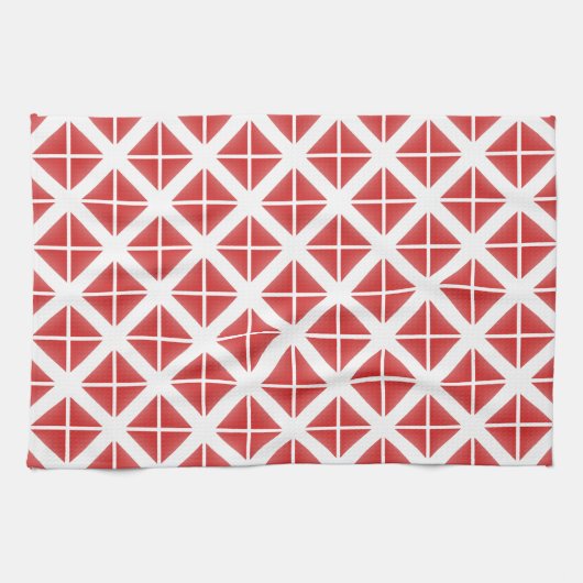 Red Trendy Triangle Pattern Geschirrtuch (Horizontal)