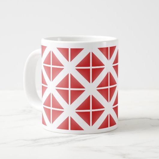 Red Trendy Triangle Pattern Jumbo-Tasse (Vorderseite Links)