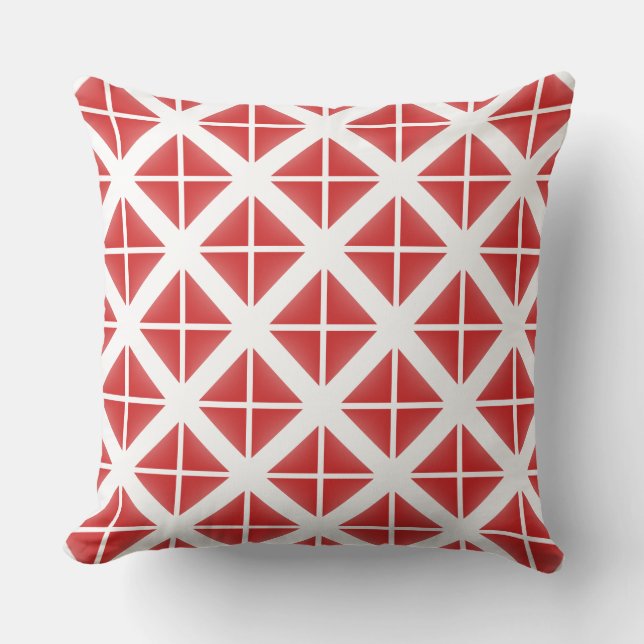 Red Trendy Triangle Pattern Kissen (Vorderseite)