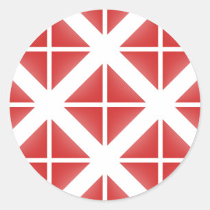 Red Trendy Triangle Pattern Runder Aufkleber