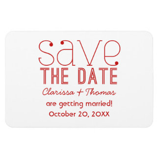 Red Trendy Typografy Save the Date Magnet