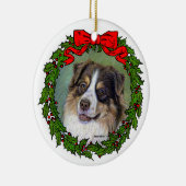 Red Tri Aussie Dog Art von Glenda S. Harlan Keramik Ornament (Rechts)