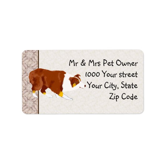 Red Tri Australian Stockdog Custom Address Label Adressaufkleber (Vorne)