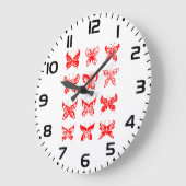 Red Tribal Butterfly Ornamental Große Wanduhr (Winkel)