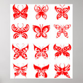 Red Tribal Butterfly Ornamental Poster (Vorne)