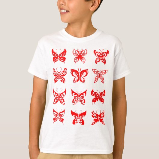 Red Tribal Butterfly Ornamental T-Shirt (Vorderseite)
