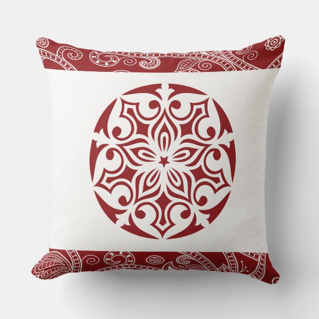 RED TRIBAL CIRCLE Retro Throw Kissen (Vorderseite)