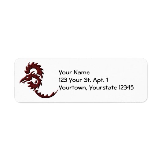 Red Tribal Dragon Address Label (Vorne)