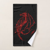 Red Tribal Dragon Black Badhandtuch Set (Handtuch)