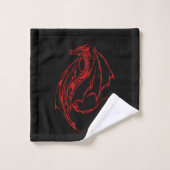 Red Tribal Dragon Black Badhandtuch Set (Waschlappen)