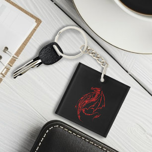Red Tribal Dragon Black Business Logo Schlüsselanhänger
