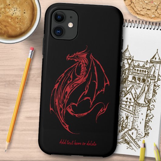 Red Tribal Dragon Black Case-Mate iPhone Hülle
